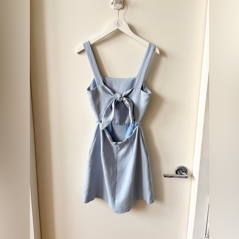 Aritzia Wilfred Aperature Tie-Back mini Dress blue